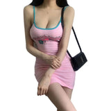 Kukombo Womens Sexy Mini Spaghetti Strap Dress Sleeveless Coquette Clothing Print Fashion Summer Pink Party Short Dresses for Women 2024