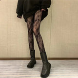 Sexy Black White Lolita Hollowed Lace Mesh Stockings Bottomed Pantyhose Japanese Goth Floral Rattan Stocking Hot Classic Tights