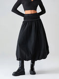 Kukombo Women Y2k Bubble Maxi Skirt Elegant Elastic Low Waist Flowy A Line Long Skirt Summer Ruffle Balloon Skirts