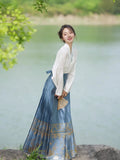 Retro Hanfu Horse-face Skirt Set Modern Elegant Women Chinese Traditional Oriental Costume Fashion Perform Dance Wear Codplay