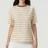 Kukombo Womens Tops Oversized Striped T-Shirts Short Sleeve Crew Neck Color Block Basic Shirt Summer Going Out Tops Tee