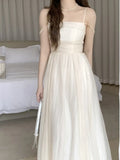 Vintage Casual Women Summer Dress Spaghetti Strap Elegant Fashion Party Evening Robe Female Solid Chic Prom Vestidos New