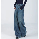 Kukombo High Waist Women Jeans Fashion Korean Streetwear Loose Wide Leg Pants Spring All Match Female Straight Denim Trousers New