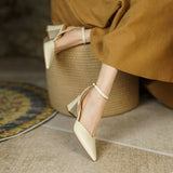 Kukombo Women's High Heels Backless Mary Jane Shoes Vintage Style High Heels Elegant Fashion Pointed Women's Sandals Shoes for Women