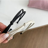 Kukombo Korean Vintage Knotted Thin PU Leather Solid Color Headband Simple Temperament Elegant Hair Band Hair Hoop Hair Accessories