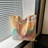 Large Capacity Tote Bag Luxury Designer Handbags For Women Brand Canvas Shoulder Bag Ladies Stripe Shopper Bags