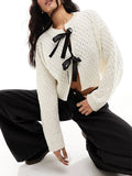 Kukombo Y2k Knit Cardigan Women  Full Sleeve Preppy Style Sweater Tos O-Neck Slim Fit Winter New Fashion Bow Tie Front Sweater Female