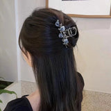 Kukombo New Female Camellia Flower Grab Clip Retro Ponytail Braid Crab Metal Grab Clip Fashion Sweet Girl Hair Card Hair Accessories
