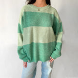 Kukombo Women Cute Loose Sweaters Casual Trendy Contrast Color Crew Neck Warm Long Sleeve Pullover Knitwear for Fall Streetwear