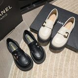 Kukombo Casual Woman Shoe Round Toe Autumn Female Footwear Loafers With Fur Clogs Platform Oxfords Black Flats British Style Fall Dress
