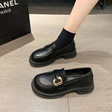 Kukombo Casual Woman Shoe Round Toe Autumn Female Footwear Loafers With Fur Clogs Platform Oxfords Black Flats British Style Fall Dress