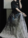 Chinese retro dress clothing, Chinese short-sleeved shirt, horse face skirt suit, summer 2024 women's Hanfu
