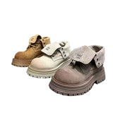 Kukombo Two-wear women Boots Women's  New Spring and Autumn Retro British Style High-top Thick-soled Nubuck Leather Ankle Boots