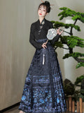 Hanfu Original Chinese Horse Face Skirt Ming Dynasty Woman Chinese Traditional Embroidered Skirt Autumn Horse Face Pony Skirt