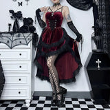 Halloween Clothing Cosplay Dark Lolita Dress Sexy Spicy Girl Slim High Waist Dress Girl Sleeveless Christmas Red Dress Gothic