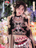Chinese Hanfu Ethnic minority clothing Exotic style black Hani printed embroidery silver ornaments Han elements improved suit