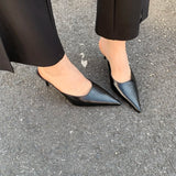 Kukombo 2024 Spring New Brand Women Slipper Pointed Toe Slip On Ladies Mules Thin Low Heel Outdoor Dress Sandal Shoes