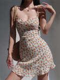 Kukombo Vintage Flower Suspenders Women Summer Dress Clothes Sleeveless Fashion Beach Mini Short Dresses for Women Vacation Outfits 2024