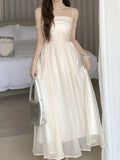 Vintage Casual Women Summer Dress Spaghetti Strap Elegant Fashion Party Evening Robe Female Solid Chic Prom Vestidos New