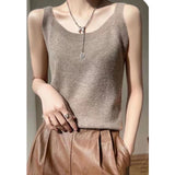 Kukombo Basic Sleeveless Knit Top for Women Solid Soft Sweater Vest Office Lady Elegant Summer Outfit