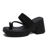 Kukombo 2024 Summer Chunky Woman Slippers Fashion Clip Toe Platform Thick High Heel Slides Ladies Casual Outdoor Beach Shoes