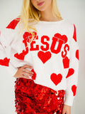 Kukombo Women Christmas Sequin Sweatshirt Letter Graphic Backless Long Sleeve Crewneck Heart Merry Christmas Pullover Top Y2k Streetwear
