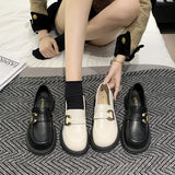 Kukombo Casual Woman Shoe Round Toe Autumn Female Footwear Loafers With Fur Clogs Platform Oxfords Black Flats British Style Fall Dress
