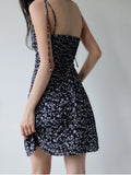 Kukombo Bandage Floral Spaghetti Strap Dress Womens Y2k Clothes Sleeveless Mini Fashion Summer Short Party Backless Dresses for Women