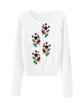 Kukombo 2025 Christmas Knit Cardigan For Women Long Sleeve Button Closure Embroidery Snowman Tree Casual Sweater