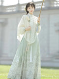 Hanfu women Cherry blossom Jacquard National style zipper horse-face skirt three-piece dress Spring and Autumn set 2024