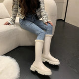Kukombo Lady Fur Boots Women's Winter Shoes Chelsea Boots Black Leather Boots Plush Warm Platform Chunky Footwear Fashion Designer Botas
