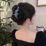 Kukombo New Female Camellia Flower Grab Clip Retro Ponytail Braid Crab Metal Grab Clip Fashion Sweet Girl Hair Card Hair Accessories