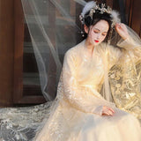 Kukombo 2024 Chinese Traditional Ethnic Hanfu Women's Ancient Dress Summer Dress Lace Embroidery Princess Dress