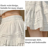 Kukombo Summer Kawaii Short Layered Skirt Womens Y2k Clothes Korean Fashion Vintage High Waist White Black Mini Tennis Skirts for Women