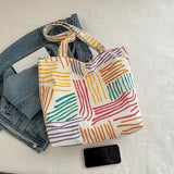 Large Capacity Tote Bag Luxury Designer Handbags For Women Brand Canvas Shoulder Bag Ladies Stripe Shopper Bags