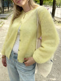 Kukombo Women Y2k Knitted Cropped Cardigan Sweater Long Sleeve Crewneck Button Down Open Front Knitwear Top Streetwear