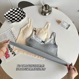 Kukombo Lace Sleeveless Tank Top with Straps Woman Y2k Clothes Summer Black White Sexys Corset Camisole Women Crop Tops with Cups 2024