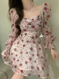 Kukombo Women Elegant Floral Y2k Mini Dress Summer Lace Kawaii Clothing Female Beach Style Party One Piece Korean Chic Dresses