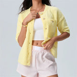 Kukombo Women Knitted Crop Cardigan Shirt Short Sleeve Button Down Ribbed Knit Crop Top Y2k Girls Outwear Top Tee Shirt Streetwear