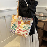 Large Capacity Tote Bag Luxury Designer Handbags For Women Brand Canvas Shoulder Bag Ladies Stripe Shopper Bags