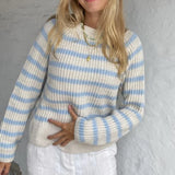 Kukombo Autumn Striped Knitted Sweater Women Korean Fashion Long Sleeve Loose Fit Jumpers Woman Y2K Vintage Crop Sweaters Pullovers