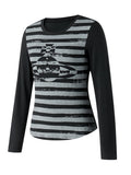 Kukombo Y2k Graphic Print Patchwork Long Sleeve Tees Harajuku Fake Two-Piece T-Shirts Vintage Gothic Grunge Loose Tops Streetwear