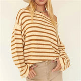 Kukombo Casual Women Oversized Striped Sweater Color Block Knit Long Sleeve Sweatshirt Loose Pullover Y2K Preppy Jumper