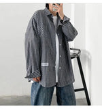 Kukombo Women Striped Shirts Casual Japanese Streetwear Bf Loose Tops Y2K Female All Match Loose Long Sleeve Shirt Spring New