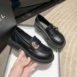Kukombo Casual Woman Shoe Round Toe Autumn Female Footwear Loafers With Fur Clogs Platform Oxfords Black Flats British Style Fall Dress