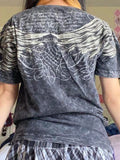 Kukombo Women Y2k Grunge Clothes  Short Sleeve Oversized Shirt Graphic Crop Tops Aesthetic Vintage 2000s Teen Girls Halloween Baggy Tee