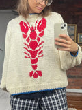 Kukombo Lobster Patterm Knitted Pullovers Autumn Winter Long Sleeve Knitwear 90s Vintage Grunge Preppy Style Y2K Sweater Women Clothes