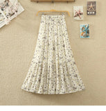 Kukombo Ditsy Midi Skirt for Women Floral Print Elastic Waist Tiered Flared Long Skirt Spring Summer Boho Beach Outfit