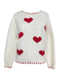 Kukombo Chic Love Heart Printed O-neck Knitted Sweaters Cute Sweet Long Sleeves Women's Pullover Autumn Ladies Y2k Street Knitwears