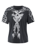 Kukombo Women Y2k Grunge Clothes  Short Sleeve Oversized Shirt Graphic Crop Tops Aesthetic Vintage 2000s Teen Girls Halloween Baggy Tee